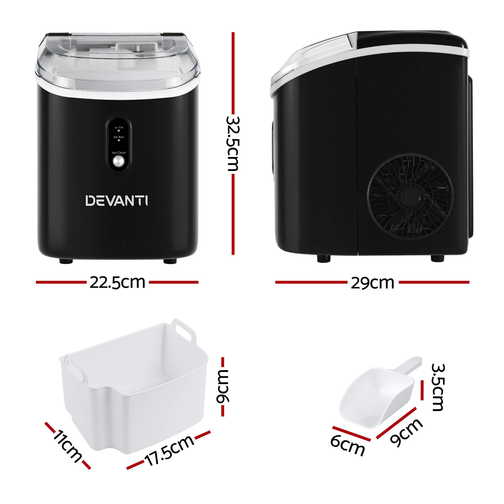 Devanti 15kg Nugget Ice Maker Machine-Appliances > Kitchen Appliances-PEROZ Accessories