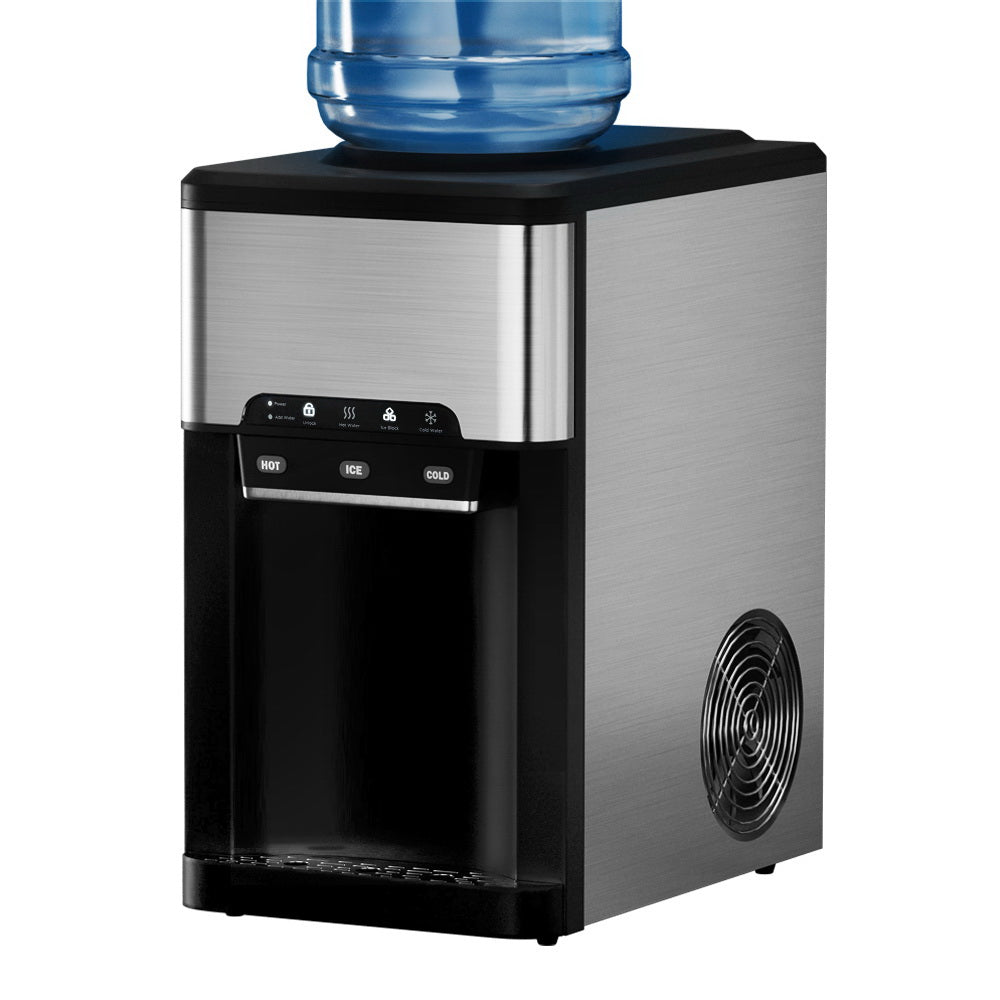 Devanti 20kg 3 in 1 Ice Maker Machine Cold and Hot Water Dispenser 3L Silver-Appliances > Appliances Others-PEROZ Accessories