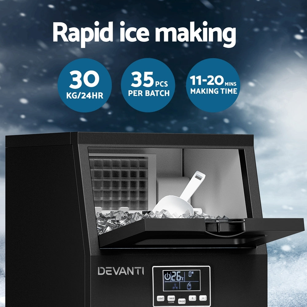 Devanti Commercial Ice Maker Cube Machine 30kg-Appliances > Kitchen Appliances-PEROZ Accessories