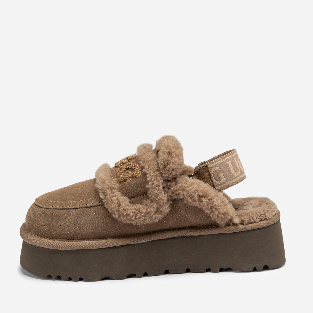 Ugg Violet Matelassé Shearling Platform Slipper (Detachable Feature)-Women Slippers-PEROZ Accessories