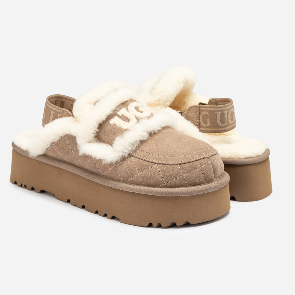 Ugg Violet Matelassé Shearling Platform Slipper (Detachable Feature)-Women Slippers-PEROZ Accessories