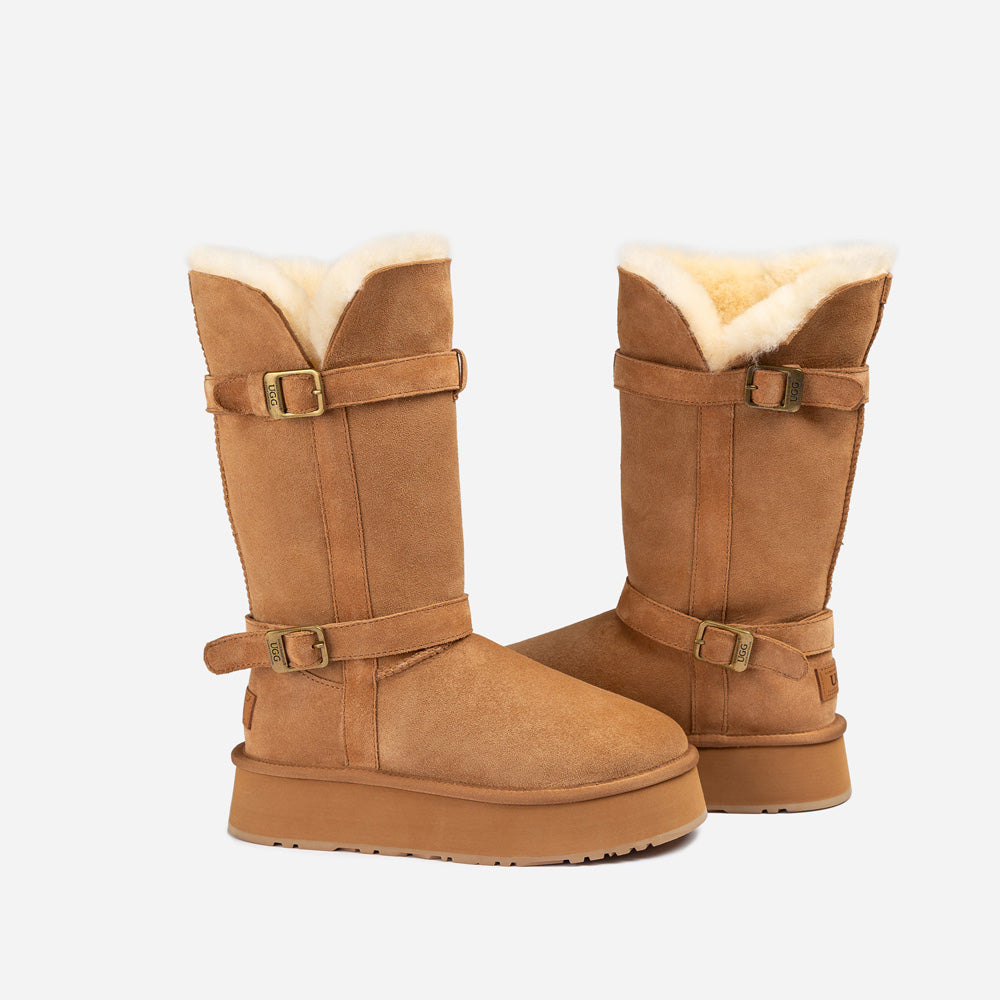 Ugg Classic Platform Buckle Long Boots (4.5cm) (Water Resistant)-PEROZ Accessories
