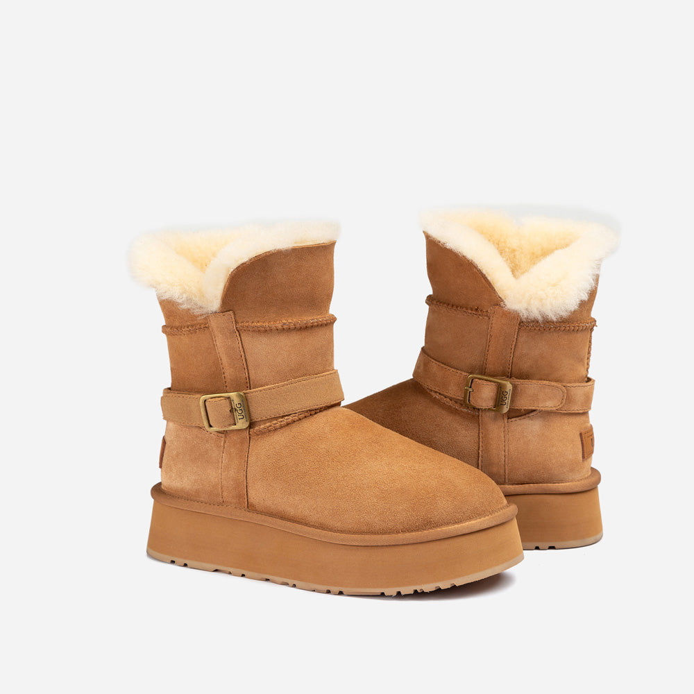 Ugg Classic Platform Buckle Mini Boots (4.5cm) (Water Resistant)-PEROZ Accessories