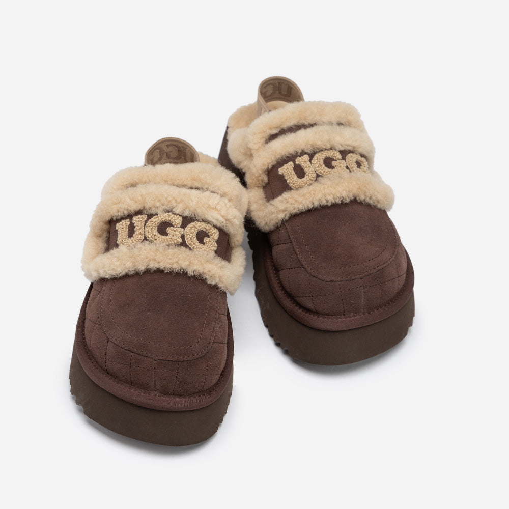 Ugg Violet Matelassé Shearling Platform Slipper (Detachable Feature)-Women Slippers-PEROZ Accessories