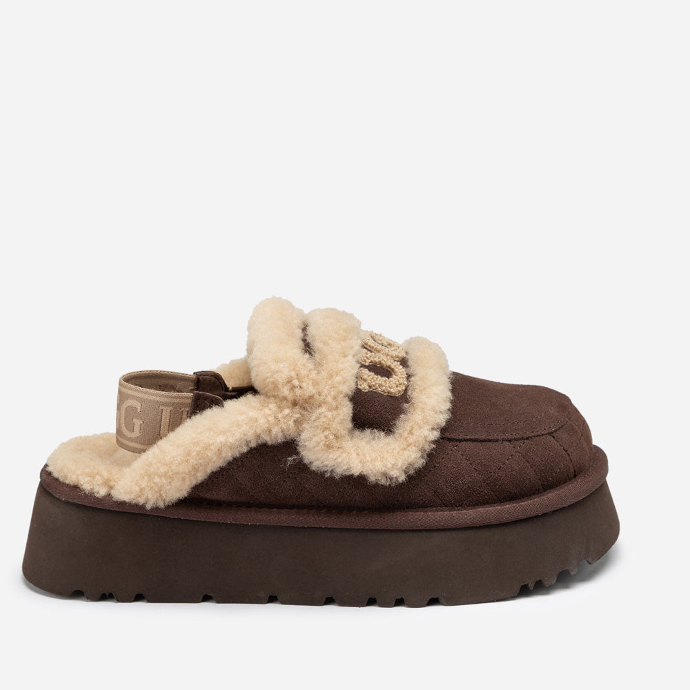 Ugg Violet Matelassé Shearling Platform Slipper (Detachable Feature)-Women Slippers-PEROZ Accessories