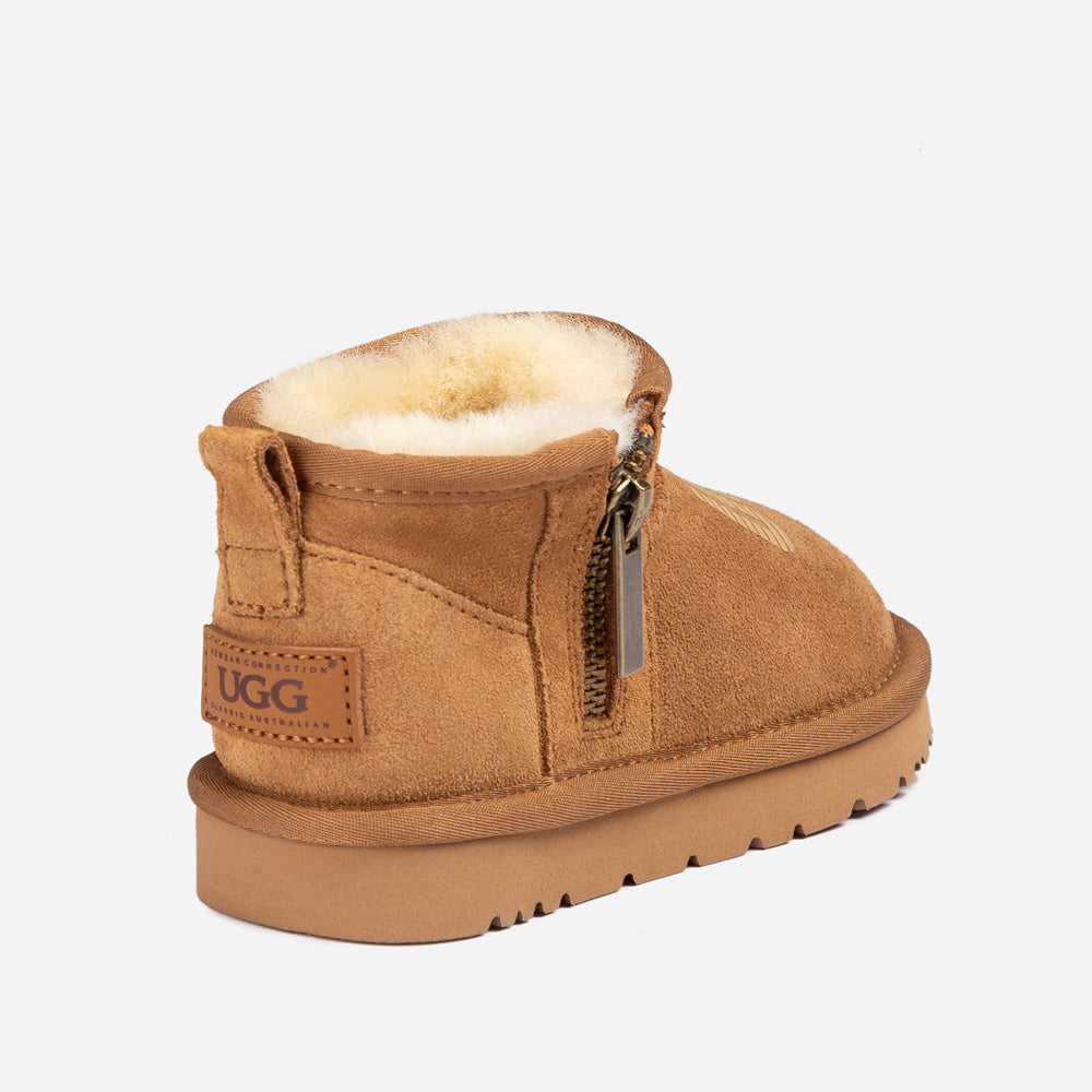 Ugg Kids Zipper Logo Ultra Mini Boots-KIDS UGG-PEROZ Accessories