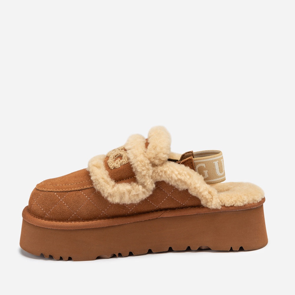 Ugg Violet Matelassé Shearling Platform Slipper (Detachable Feature)-Women Slippers-PEROZ Accessories