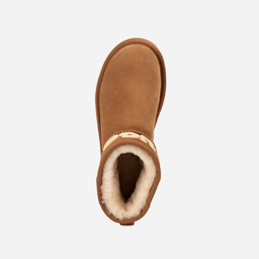 Ugg Classic Platform Knit Logo Mini Boots (Water Resistant)(4cm)-PEROZ Accessories