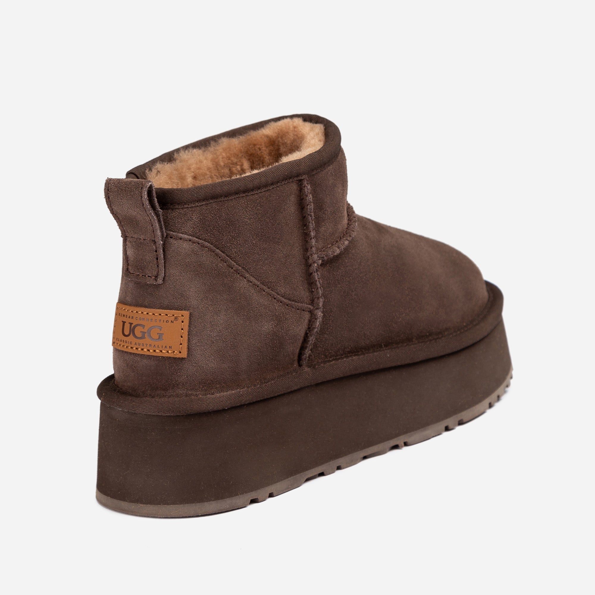 Ugg Classic Platform Knit Logo Ultra Mini Boots (Water Resistant)(4cm)-LADIES UGG-PEROZ Accessories