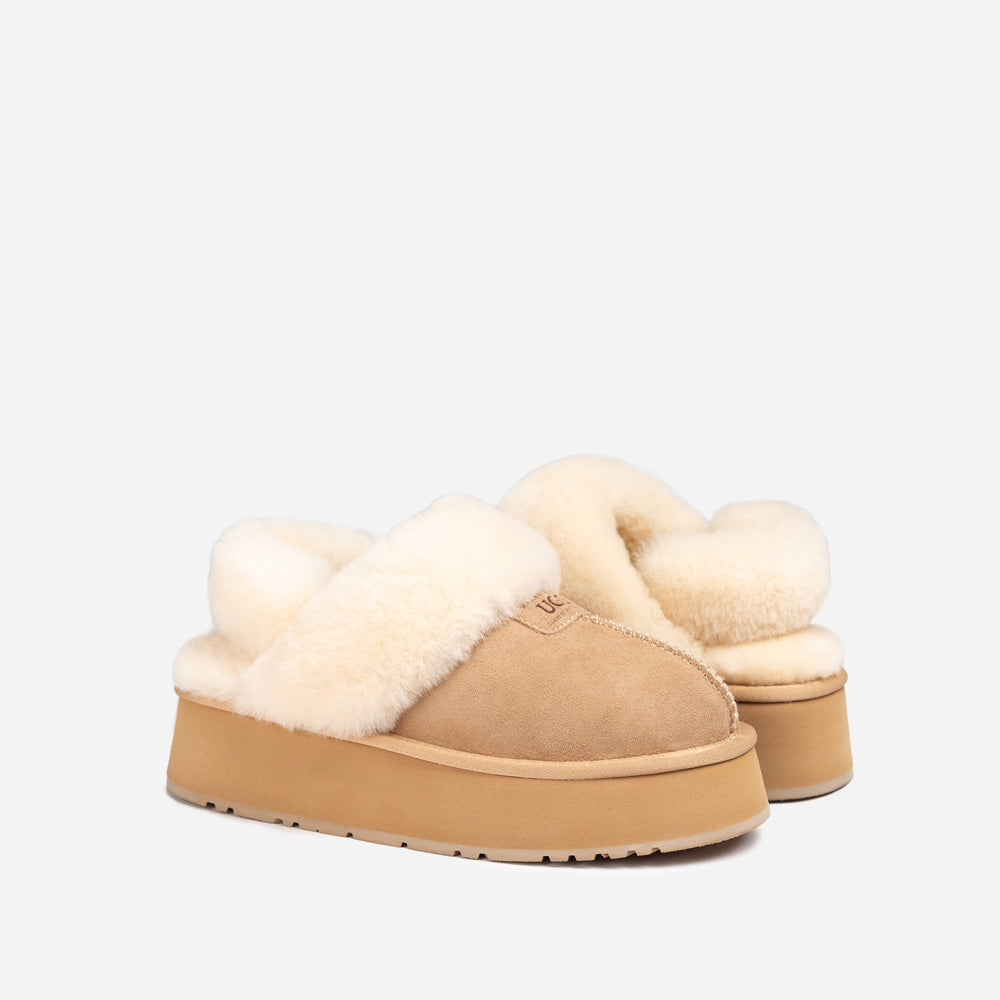 Ugg Coquette Platform Slipper (Elastic Logo & Wool Strap) (Detachable Feature)-LADIES UGG-PEROZ Accessories