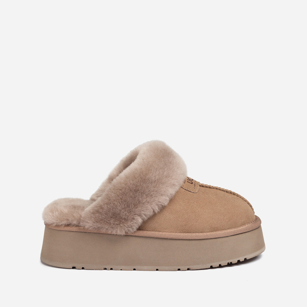 Ugg Coquette Platform Slipper (Elastic Logo & Wool Strap) (Detachable Feature)-LADIES UGG-PEROZ Accessories
