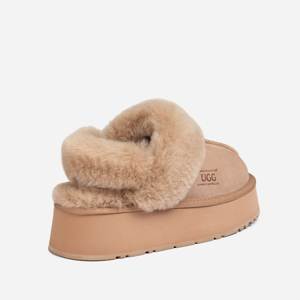 Ugg Platform Slipper (Elastic Logo & Wool Strap) 4.5cm (Detachable Feature)(Water Resistant)-LADIES UGG-PEROZ Accessories
