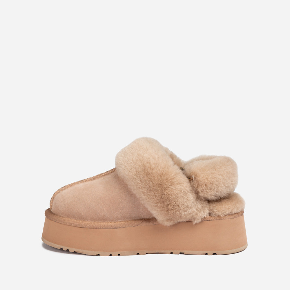 Ugg Platform Slipper (Elastic Logo & Wool Strap) 4.5cm (Detachable Feature)(Water Resistant)-LADIES UGG-PEROZ Accessories
