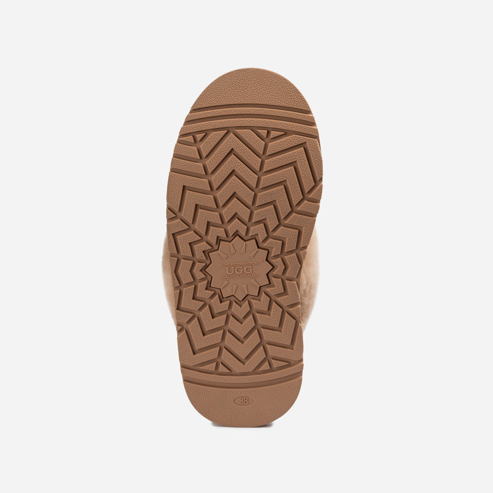 Ugg Platform Slipper (Elastic Logo & Wool Strap) 4.5cm (Detachable Feature)(Water Resistant)-LADIES UGG-PEROZ Accessories