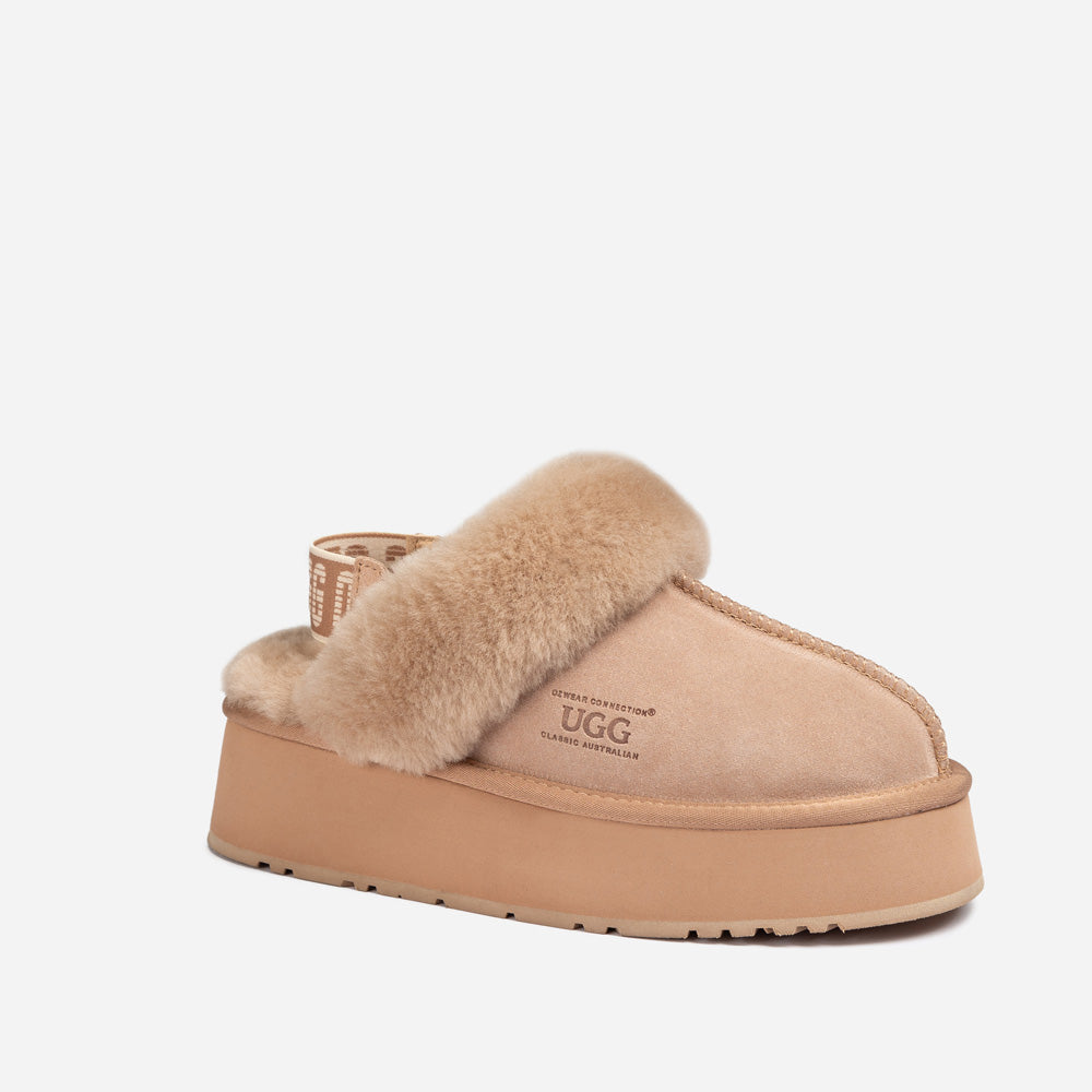 Ugg Platform Slipper (Elastic Logo & Wool Strap) 4.5cm (Detachable Feature)(Water Resistant)-LADIES UGG-PEROZ Accessories