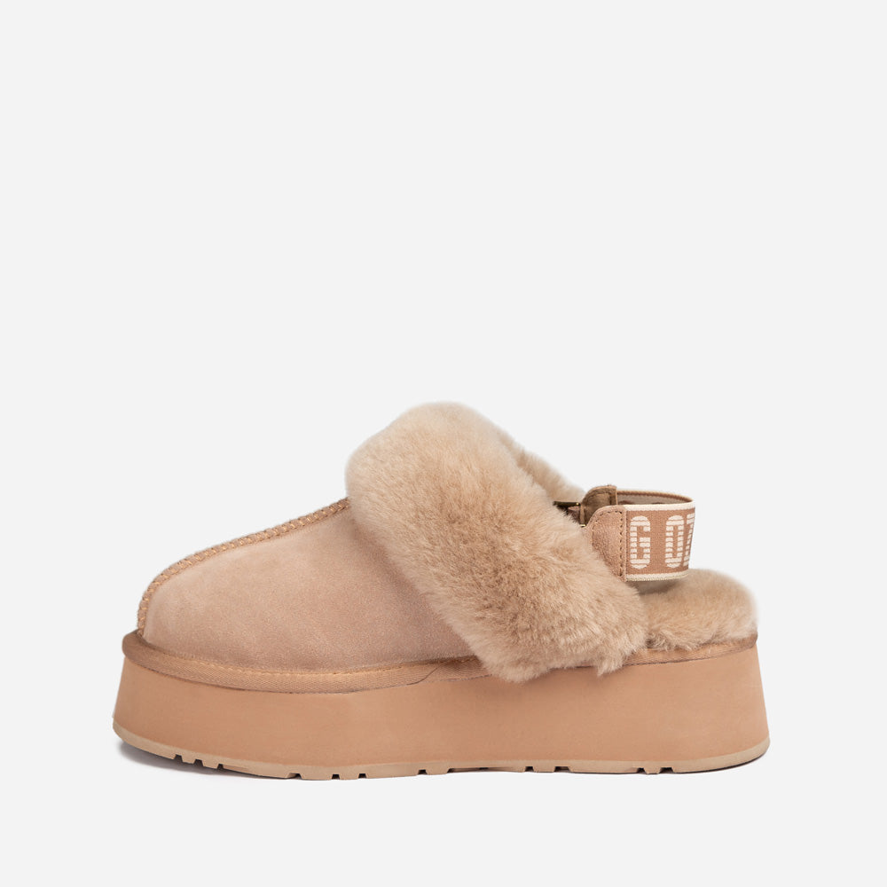 Ugg Platform Slipper (Elastic Logo & Wool Strap) 4.5cm (Detachable Feature)(Water Resistant)-LADIES UGG-PEROZ Accessories