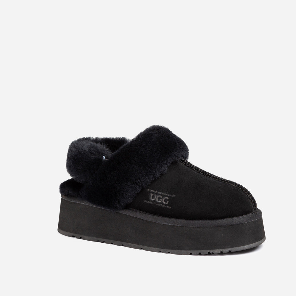 Ugg Platform Slipper (Elastic Logo & Wool Strap) 4.5cm (Detachable Feature)(Water Resistant)-LADIES UGG-PEROZ Accessories
