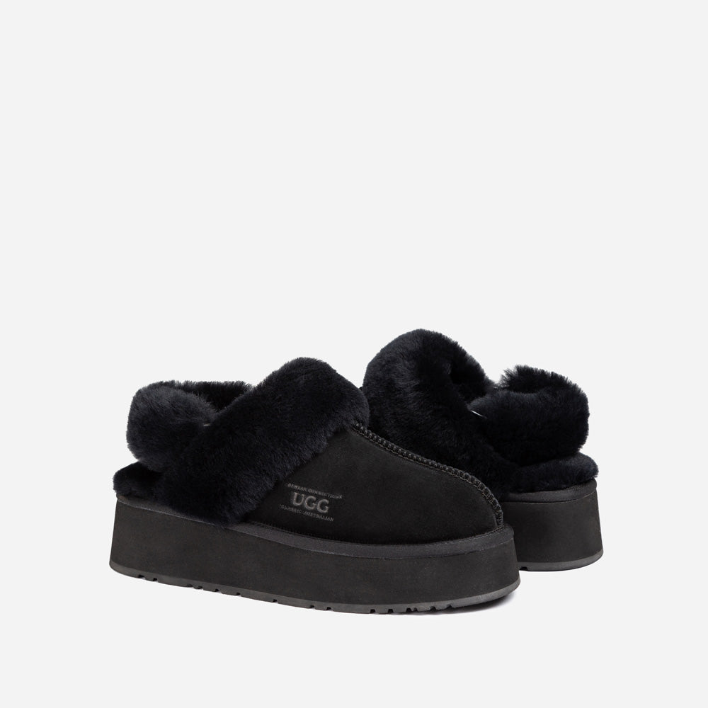 Ugg Platform Slipper (Elastic Logo & Wool Strap) 4.5cm (Detachable Feature)(Water Resistant)-LADIES UGG-PEROZ Accessories