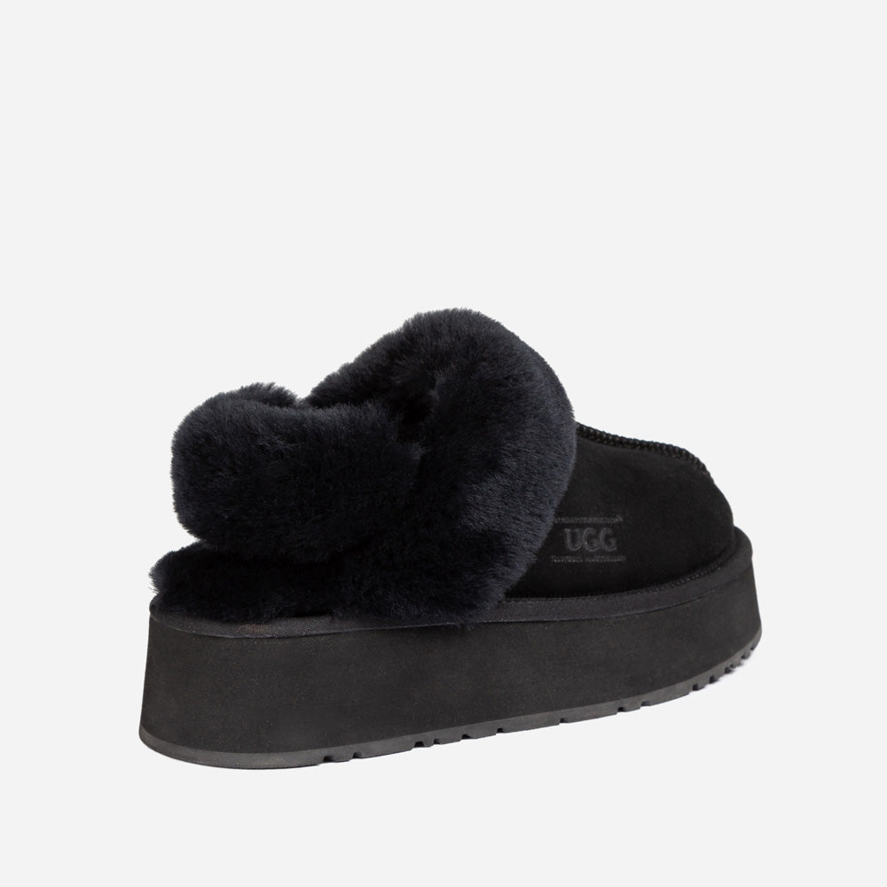 Ugg Platform Slipper (Elastic Logo & Wool Strap) 4.5cm (Detachable Feature)(Water Resistant)-LADIES UGG-PEROZ Accessories
