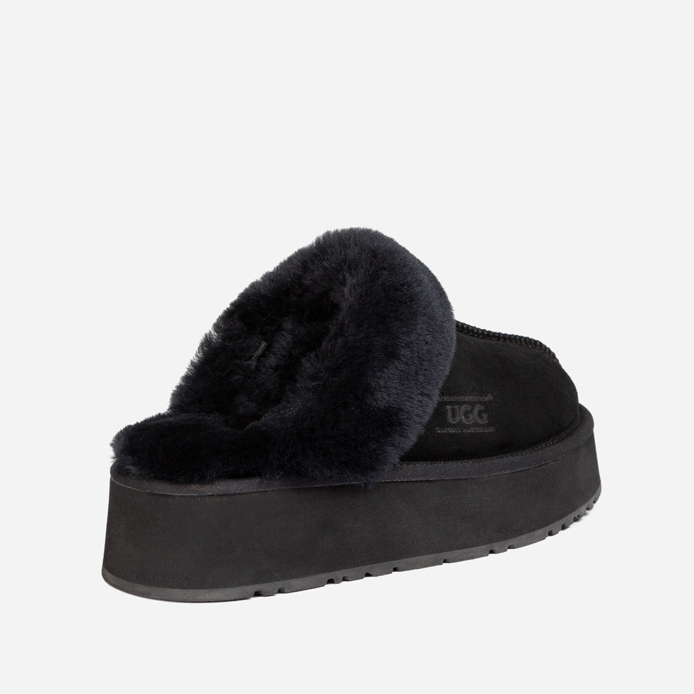 Ugg Platform Slipper (Elastic Logo & Wool Strap) 4.5cm (Detachable Feature)(Water Resistant)-LADIES UGG-PEROZ Accessories