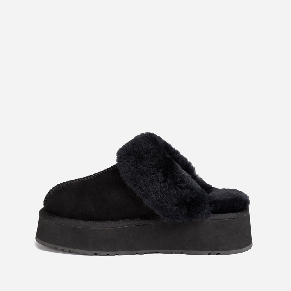 Ugg Platform Slipper (Elastic Logo & Wool Strap) 4.5cm (Detachable Feature)(Water Resistant)-LADIES UGG-PEROZ Accessories