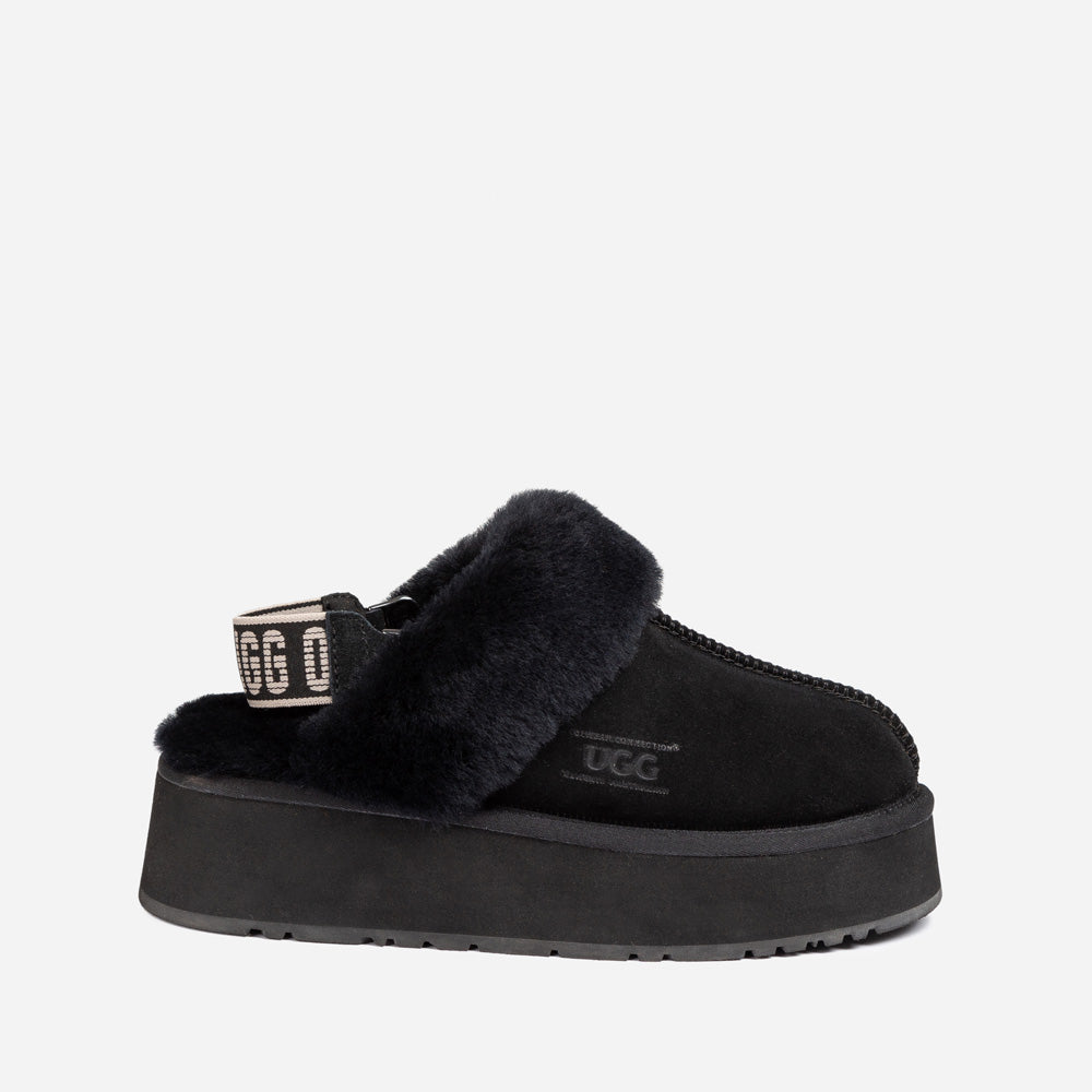 Ugg Platform Slipper (Elastic Logo & Wool Strap) 4.5cm (Detachable Feature)(Water Resistant)-LADIES UGG-PEROZ Accessories