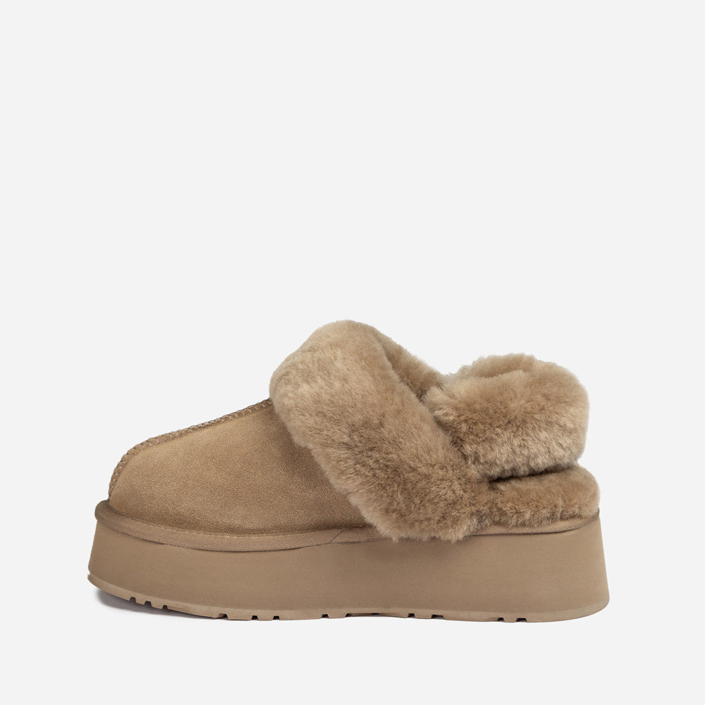 Ugg Platform Slipper (Elastic Logo & Wool Strap) 4.5cm (Detachable Feature)(Water Resistant)-LADIES UGG-PEROZ Accessories