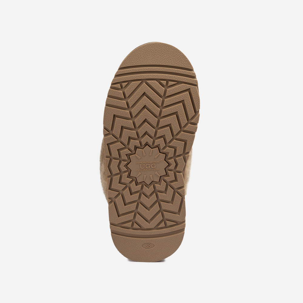 Ugg Platform Slipper (Elastic Logo & Wool Strap) 4.5cm (Detachable Feature)(Water Resistant)-LADIES UGG-PEROZ Accessories