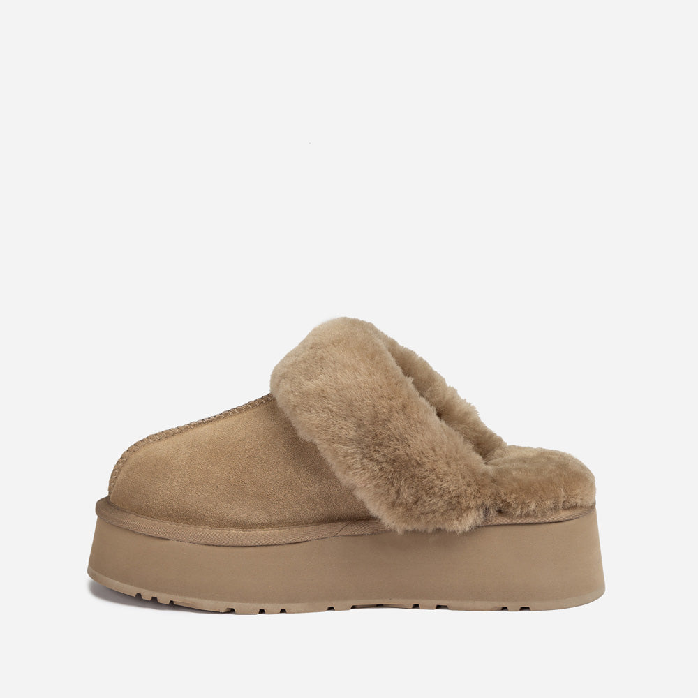 Ugg Platform Slipper (Elastic Logo & Wool Strap) 4.5cm (Detachable Feature)(Water Resistant)-LADIES UGG-PEROZ Accessories