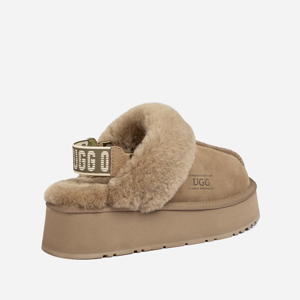 Ugg Platform Slipper (Elastic Logo & Wool Strap) 4.5cm (Detachable Feature)(Water Resistant)-LADIES UGG-PEROZ Accessories