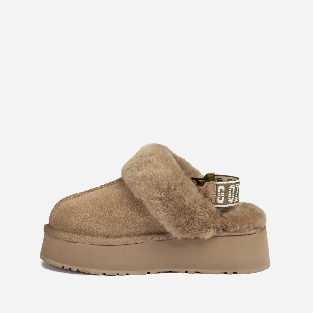 Ugg Platform Slipper (Elastic Logo & Wool Strap) 4.5cm (Detachable Feature)(Water Resistant)-LADIES UGG-PEROZ Accessories