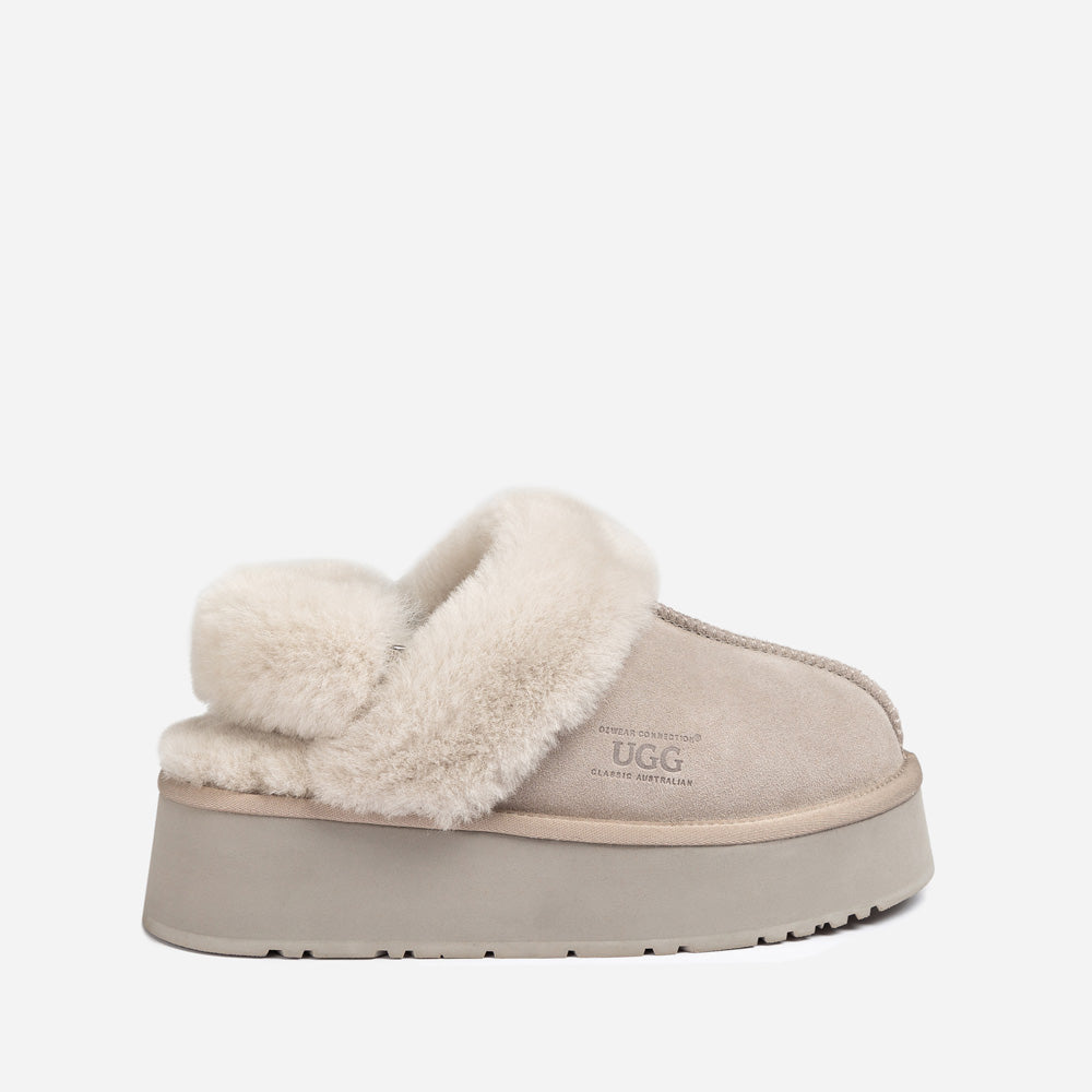 Ugg Platform Slipper (Elastic Logo & Wool Strap) 4.5cm (Detachable Feature)(Water Resistant)-LADIES UGG-PEROZ Accessories