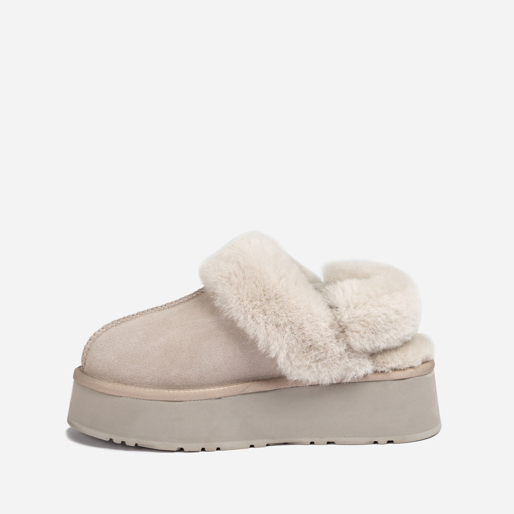 Ugg Platform Slipper (Elastic Logo & Wool Strap) 4.5cm (Detachable Feature)(Water Resistant)-LADIES UGG-PEROZ Accessories