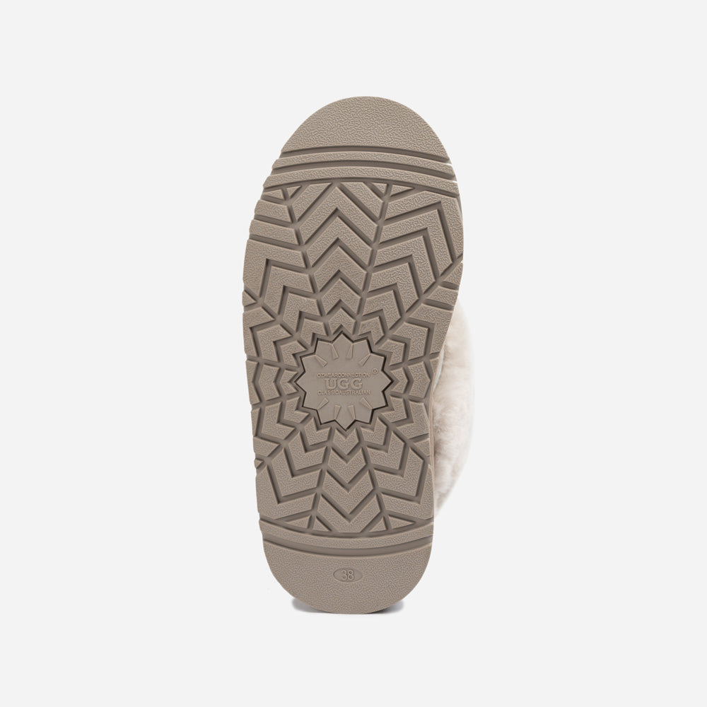Ugg Platform Slipper (Elastic Logo & Wool Strap) 4.5cm (Detachable Feature)(Water Resistant)-LADIES UGG-PEROZ Accessories