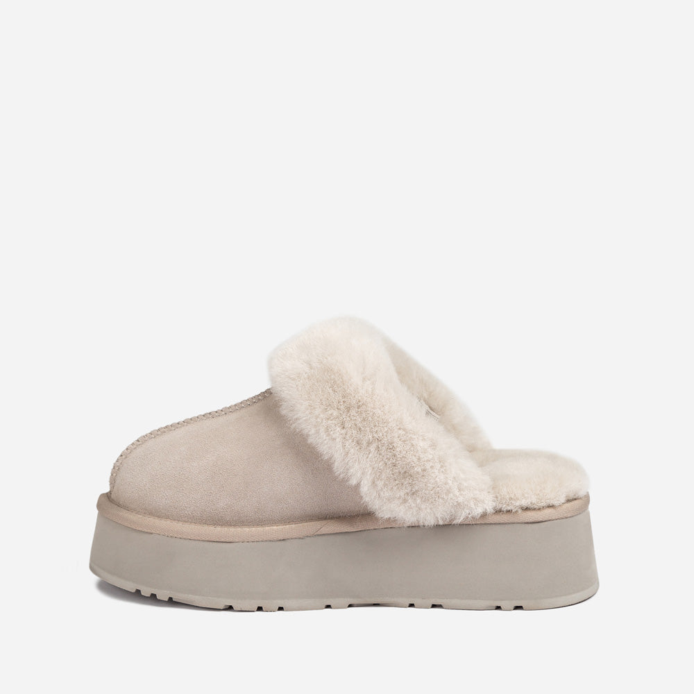 Ugg Platform Slipper (Elastic Logo & Wool Strap) 4.5cm (Detachable Feature)(Water Resistant)-LADIES UGG-PEROZ Accessories