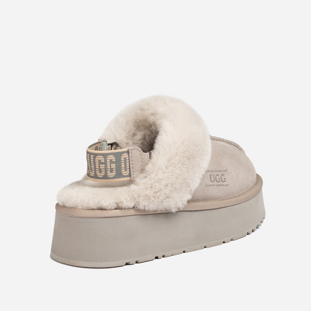 Ugg Platform Slipper (Elastic Logo & Wool Strap) 4.5cm (Detachable Feature)(Water Resistant)-LADIES UGG-PEROZ Accessories