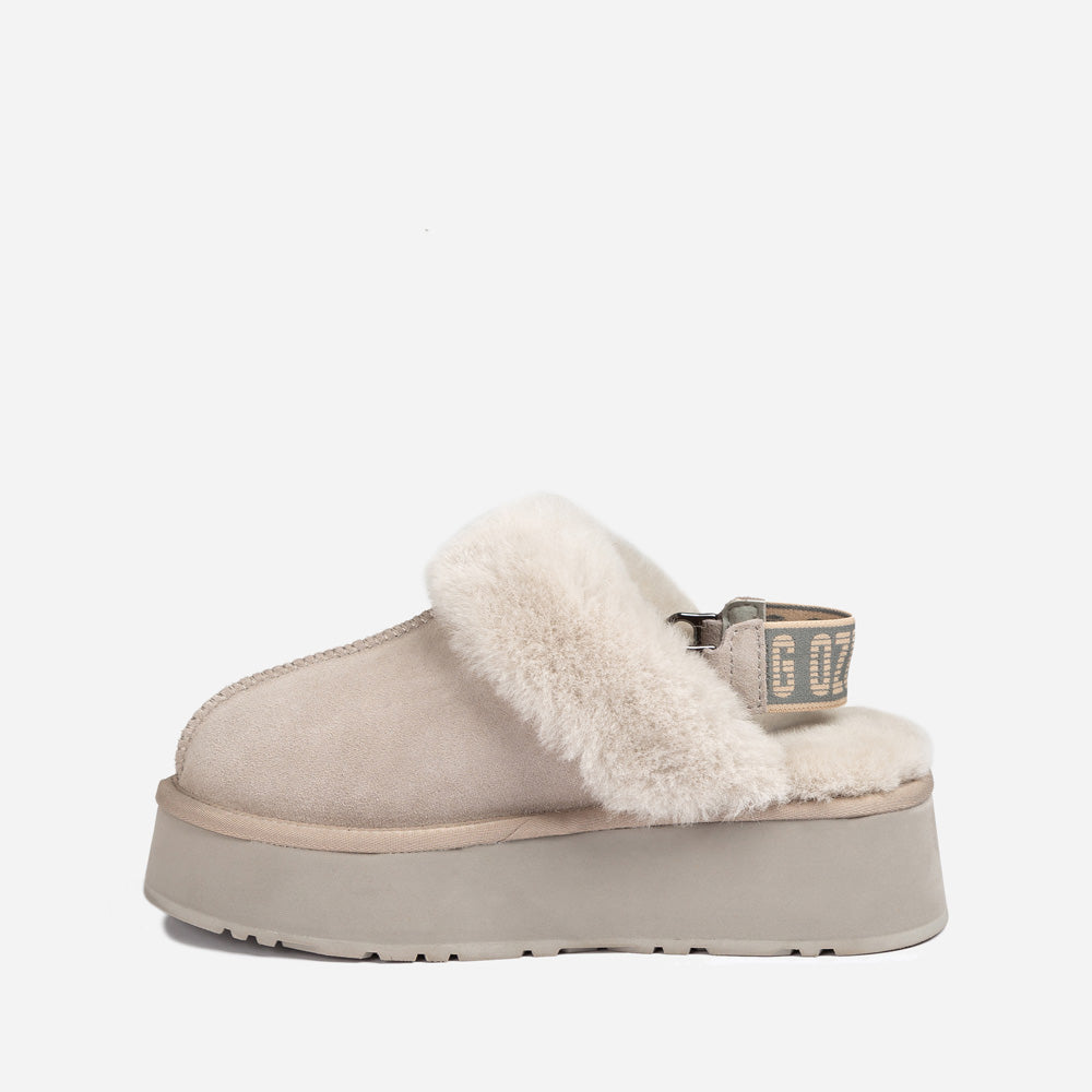Ugg Platform Slipper (Elastic Logo & Wool Strap) 4.5cm (Detachable Feature)(Water Resistant)-LADIES UGG-PEROZ Accessories