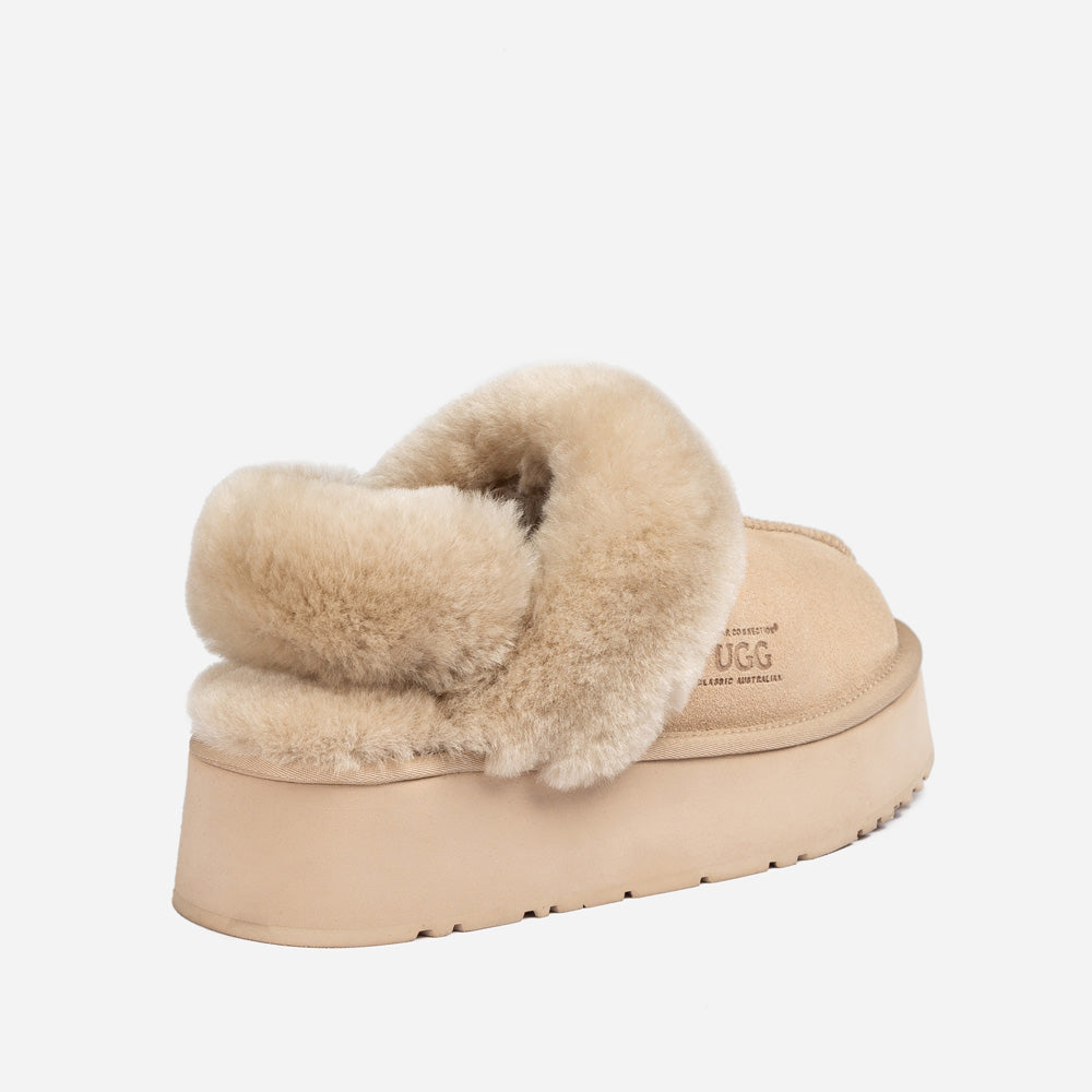 Ugg Platform Slipper (Elastic Logo & Wool Strap) 4.5cm (Detachable Feature)(Water Resistant)-LADIES UGG-PEROZ Accessories