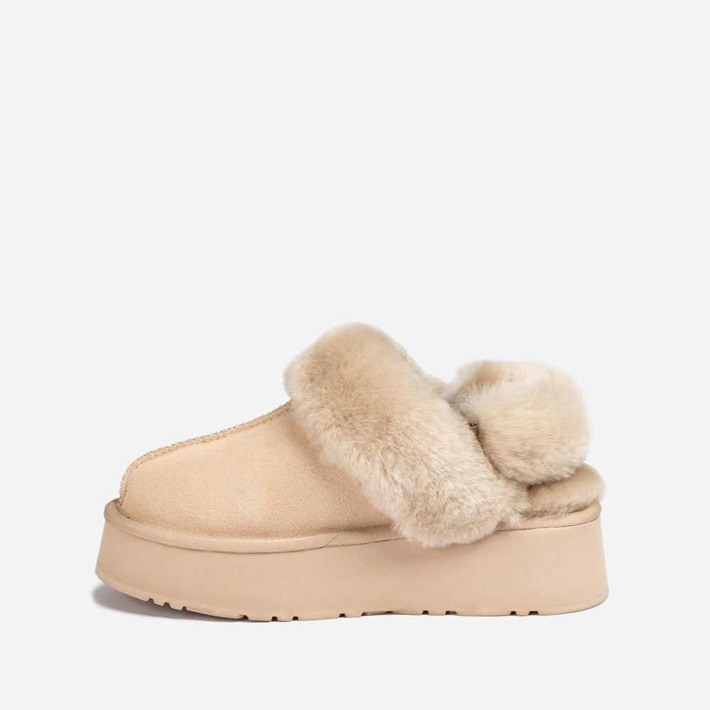 Ugg Platform Slipper (Elastic Logo & Wool Strap) 4.5cm (Detachable Feature)(Water Resistant)-LADIES UGG-PEROZ Accessories