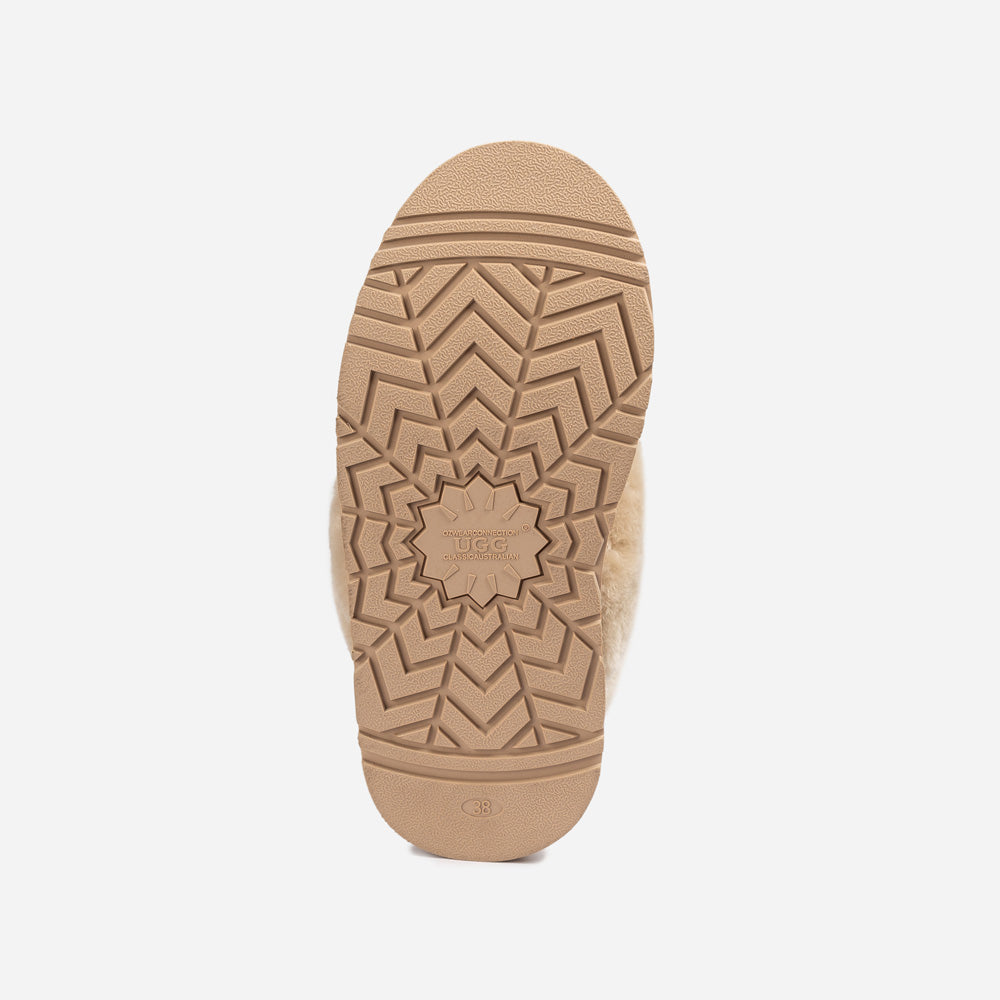 Ugg Platform Slipper (Elastic Logo & Wool Strap) 4.5cm (Detachable Feature)(Water Resistant)-LADIES UGG-PEROZ Accessories