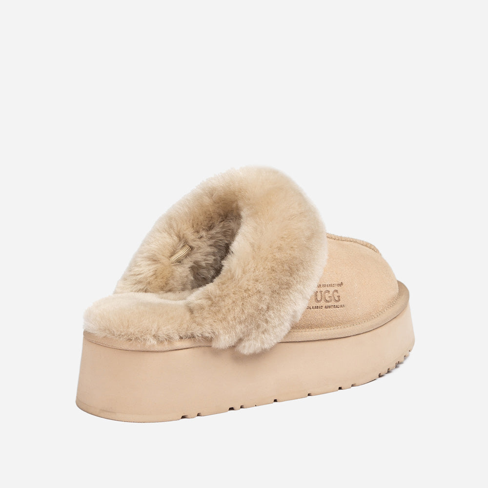 Ugg Platform Slipper (Elastic Logo & Wool Strap) 4.5cm (Detachable Feature)(Water Resistant)-LADIES UGG-PEROZ Accessories