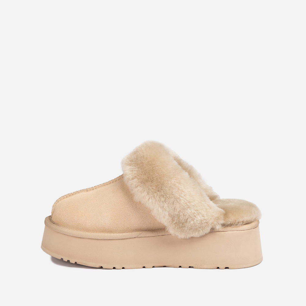 Ugg Platform Slipper (Elastic Logo & Wool Strap) 4.5cm (Detachable Feature)(Water Resistant)-LADIES UGG-PEROZ Accessories