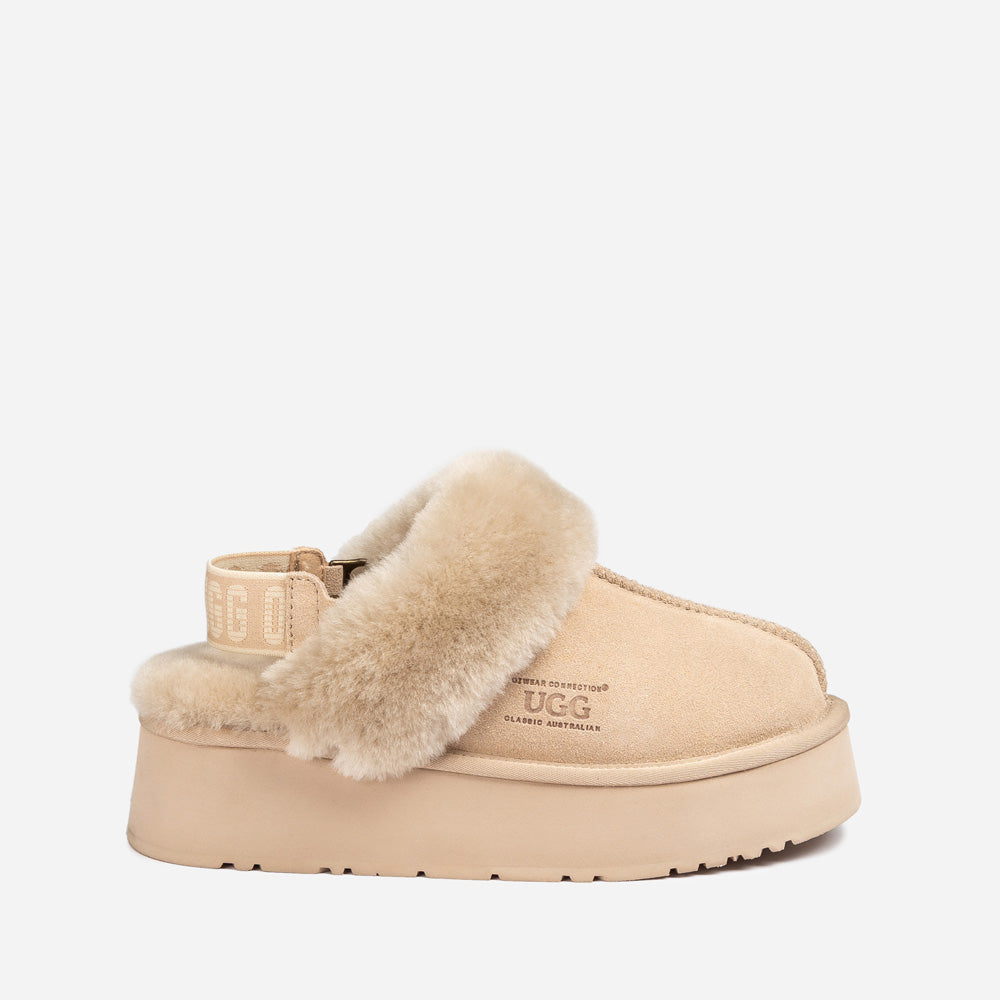 Ugg Platform Slipper (Elastic Logo & Wool Strap) 4.5cm (Detachable Feature)(Water Resistant)-LADIES UGG-PEROZ Accessories