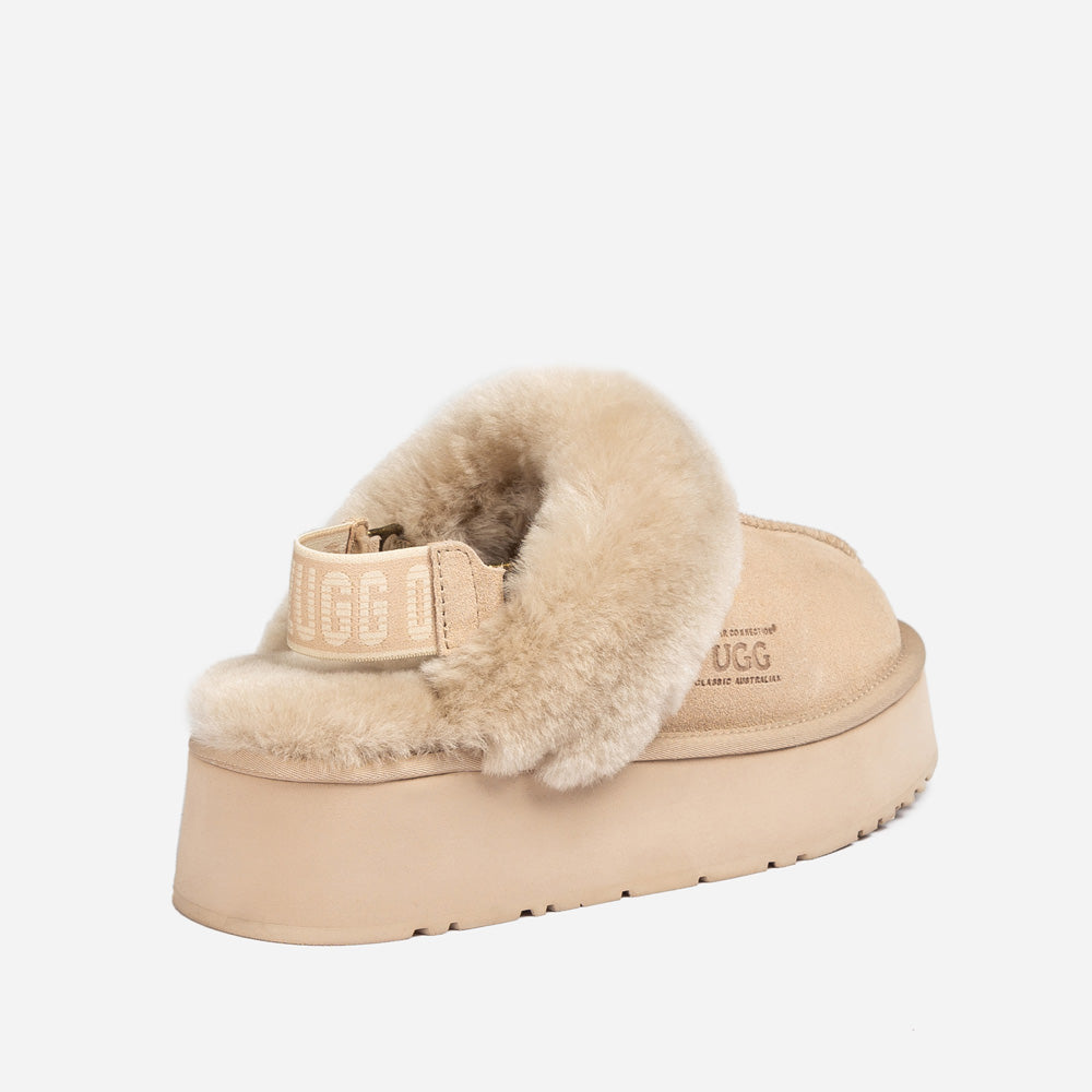 Ugg Platform Slipper (Elastic Logo & Wool Strap) 4.5cm (Detachable Feature)(Water Resistant)-LADIES UGG-PEROZ Accessories