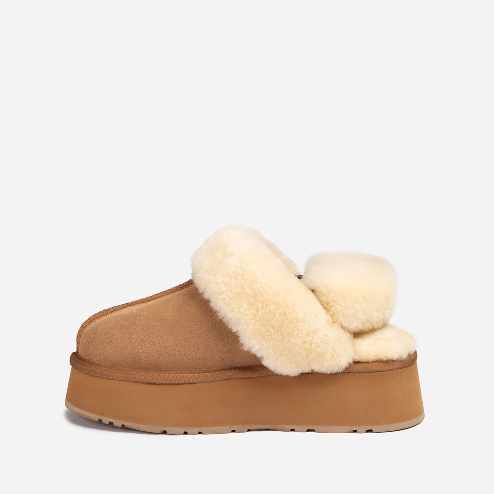 Ugg Platform Slipper (Elastic Logo & Wool Strap) 4.5cm (Detachable Feature)(Water Resistant)-LADIES UGG-PEROZ Accessories
