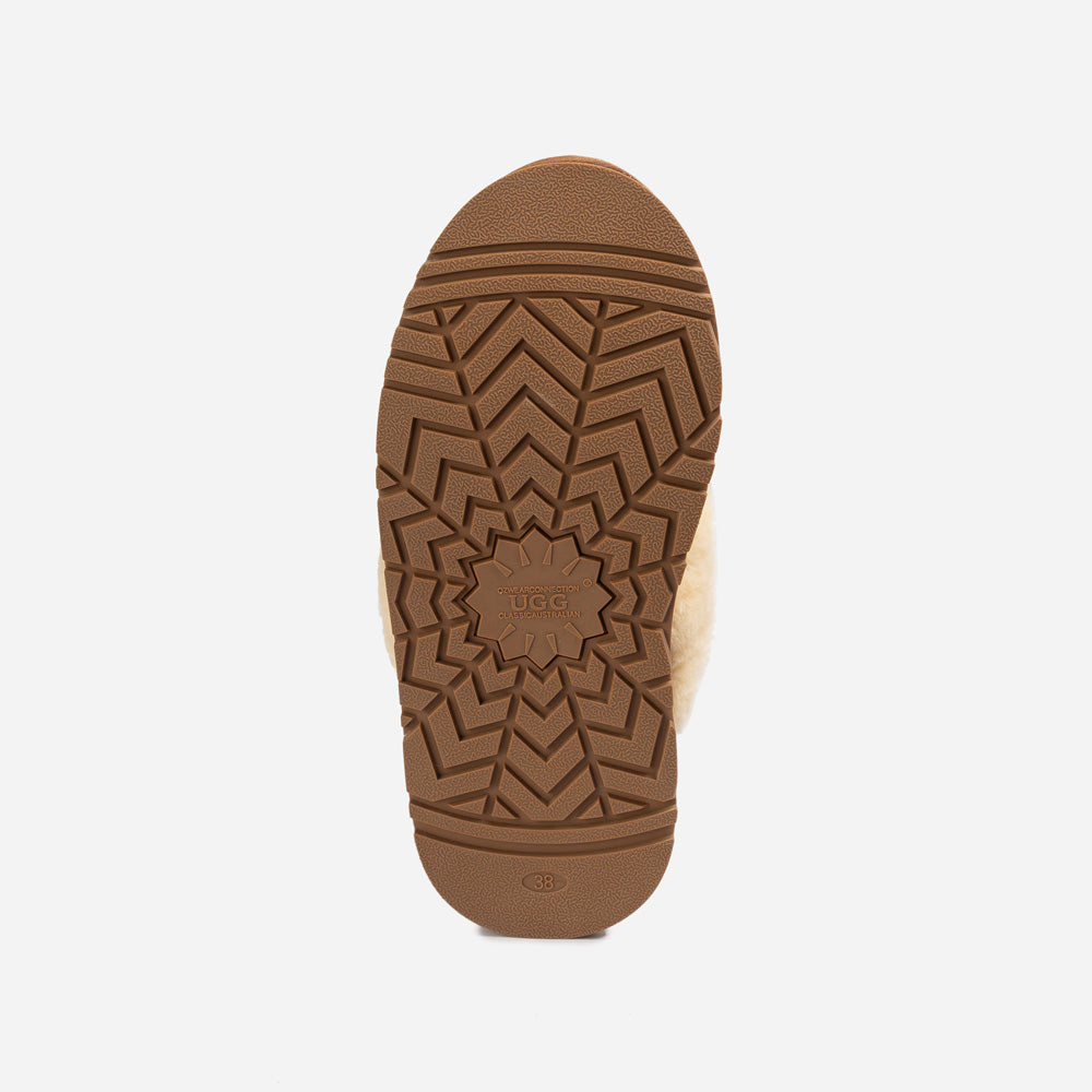 Ugg Platform Slipper (Elastic Logo & Wool Strap) 4.5cm (Detachable Feature)(Water Resistant)-LADIES UGG-PEROZ Accessories