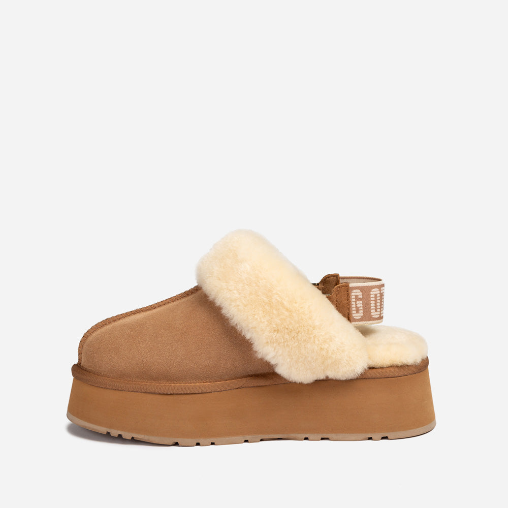Ugg Platform Slipper (Elastic Logo & Wool Strap) 4.5cm (Detachable Feature)(Water Resistant)-LADIES UGG-PEROZ Accessories
