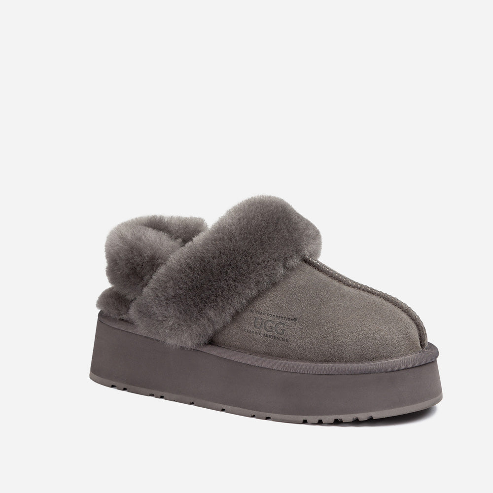 Ugg Platform Slipper (Elastic Logo & Wool Strap) 4.5cm (Detachable Feature)(Water Resistant)-LADIES UGG-PEROZ Accessories