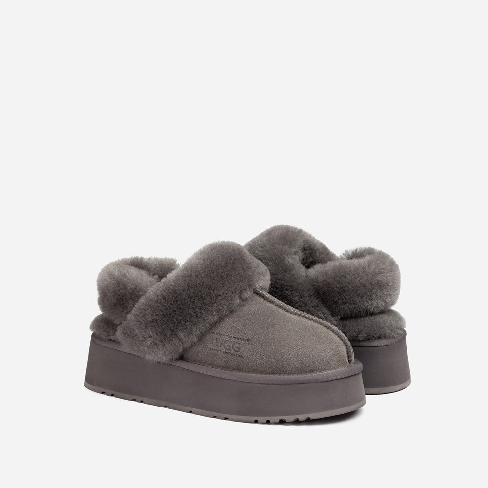 Ugg Platform Slipper (Elastic Logo & Wool Strap) 4.5cm (Detachable Feature)(Water Resistant)-LADIES UGG-PEROZ Accessories