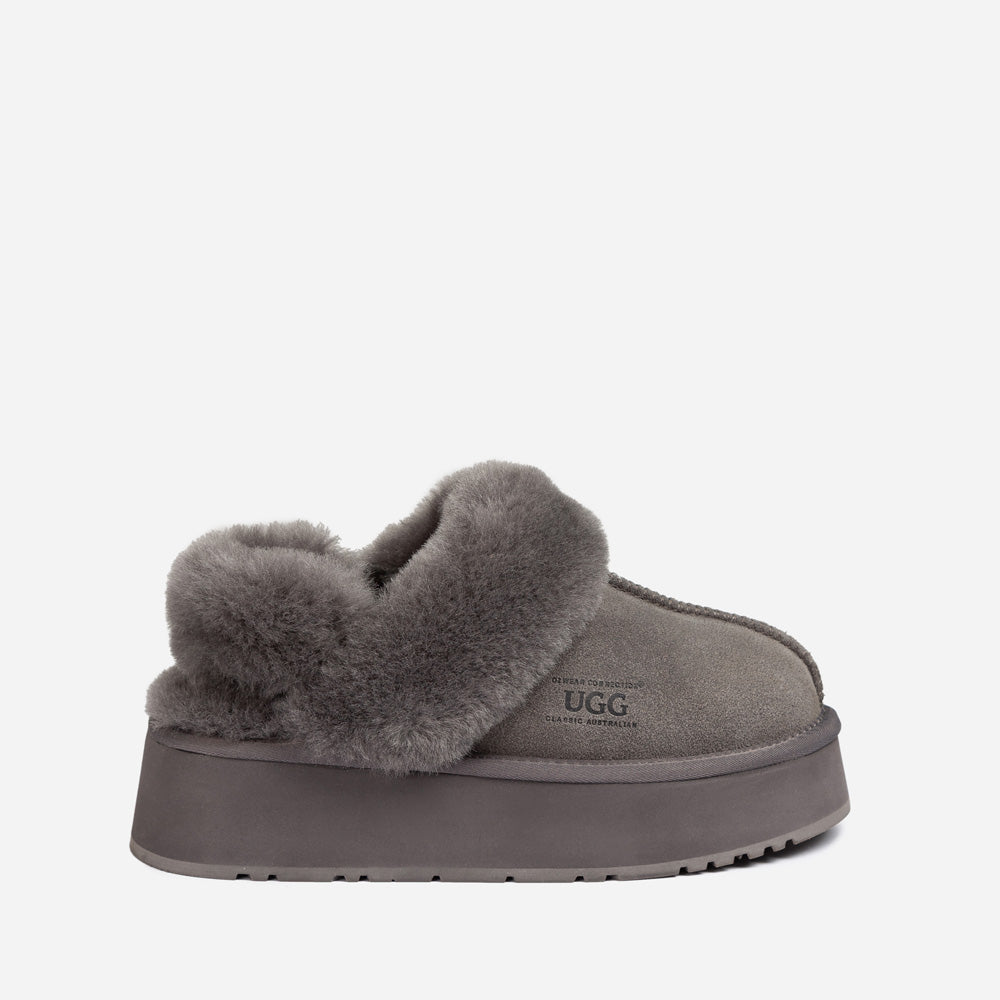 Ugg Platform Slipper (Elastic Logo & Wool Strap) 4.5cm (Detachable Feature)(Water Resistant)-LADIES UGG-PEROZ Accessories